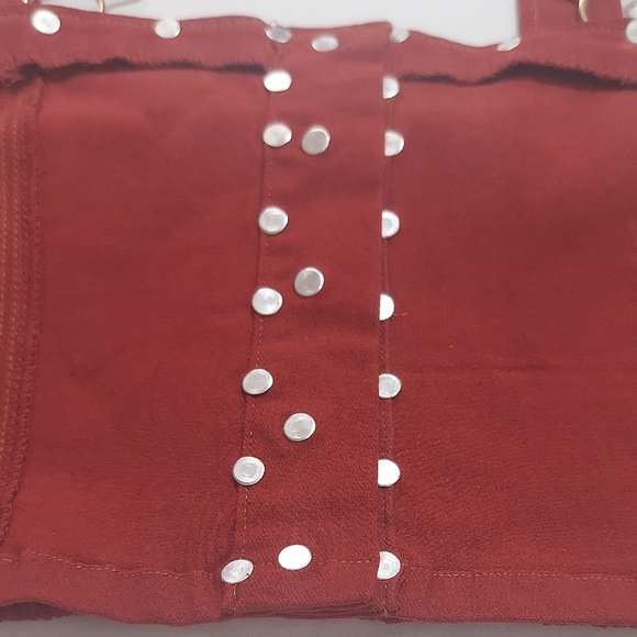 Dance & Marvel Red Crop Top with Gold Embellishments - Picture 13 of 13